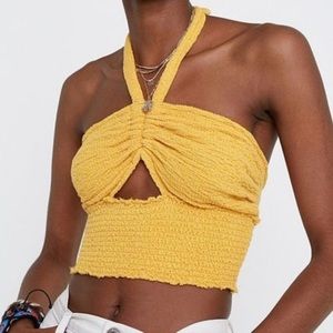 Urban Outfitters Sasha Smocked Halter Crop Top